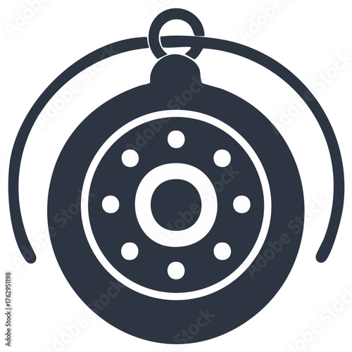 Car wheel shaped Christmas ornament icon for auto service holiday promotions and sales