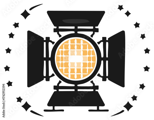 Studio theatrical lighting fixture, starbursts, theatrical concept, film or stage