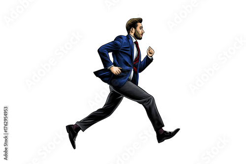 illustration of a man in a suit running