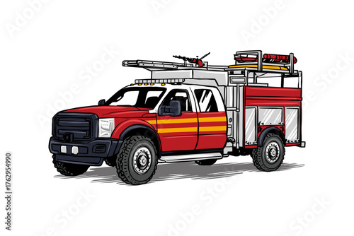 illustration of a fire engine on standby