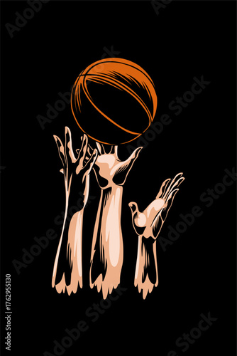 illustration of hands fighting for a basketball