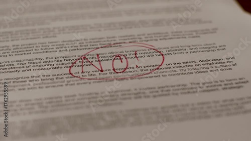Red Marker Writes Red NO Over Business Proposal Paper