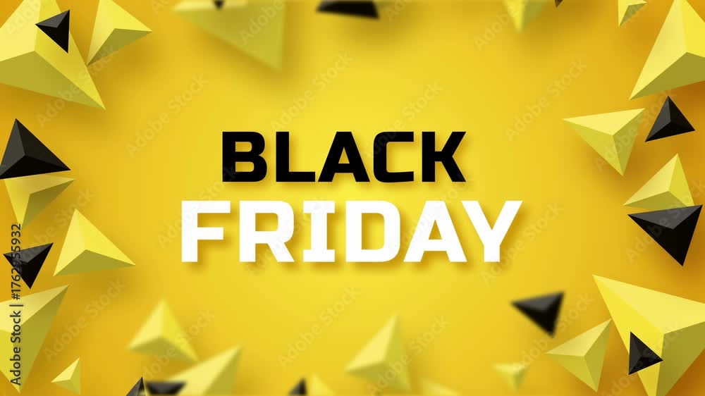 Yellow geometric background with 3d triangles