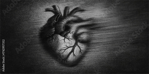 Hand-painted vintage illustration of an old woman's face on a grunge wall texture with a black spider symbol and flower design pattern