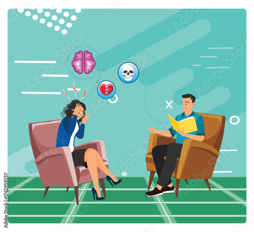 Depression counseling concept. Therapy Sessions Show Depression, Heartbreak, and Brain Health.