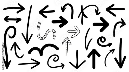 Hand drawn arrow collection direction vector elements