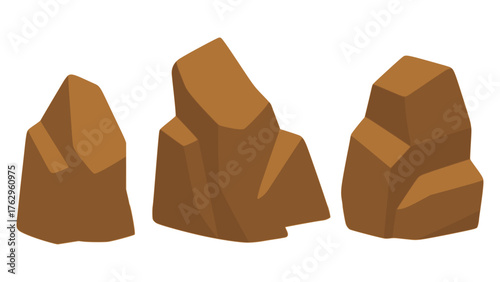 rough chocolate stones heavy boulder flat color vector illustration template design
