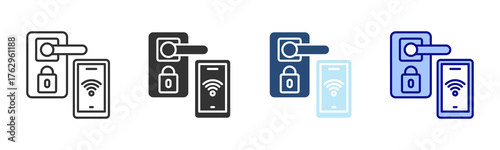 Smart Door Icon Set. Designed In Multi Style