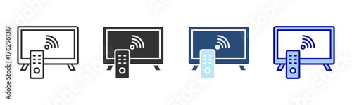 Smart Tv Icon Set. Designed In Multi Style
