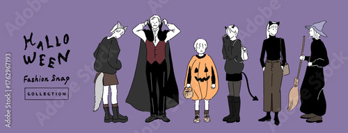 Halloween costume fashion collection illustration