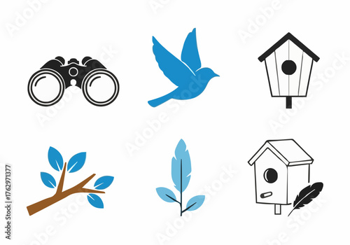 Illustration various bird and wildlife observation suitable for education, learning bird watching, nature conservation