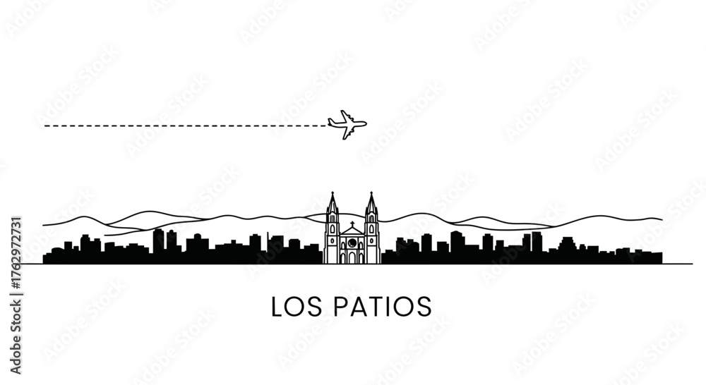 Fototapeta premium Los Patios Colombia Skyline with Airplane