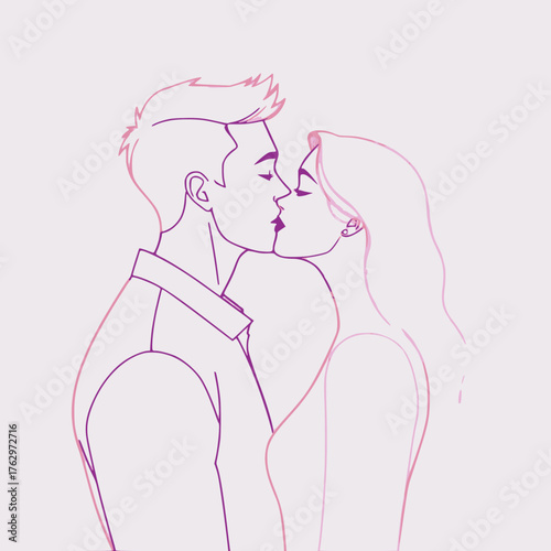 Vector art of couple kissing with gradient outline