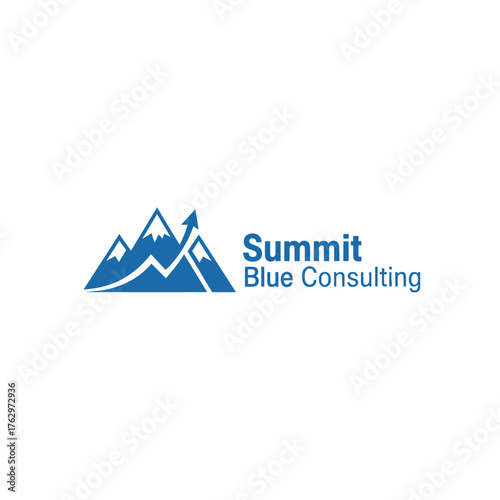 Mountain Peaks with Arrow Graph: Business Success, Growth, and Consulting Achievement.
