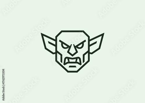 An angry goblin logo featuring sharp lines and fierce expression, symbolizing chaos, mischief, and untamed power in modern vector style