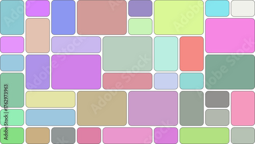 Abstract mosaic of rounded rectangles and squares in pastel colors