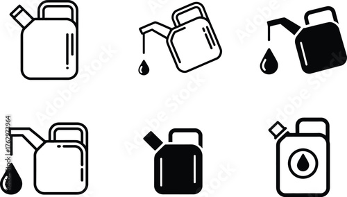 Set of Icons: Gas Cans and Dripping Fuel