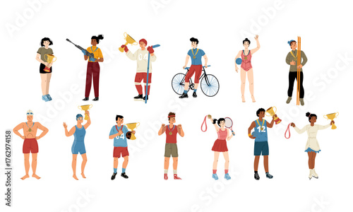 Vector Illustration of Athletes in Various Sports