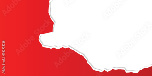 Realistic ripped red paper texture with soft shadow, isolated on transparent background, 1:2 format