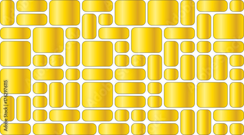 A vibrant pattern of yellow beverage cans and containers arranged in a grid