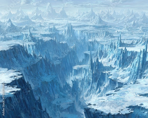 Frozen Alien Landscape With Ice Formations