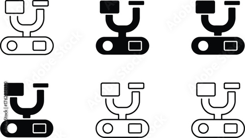 Six Icons of a Gimbal Stabilizer in Black and White
