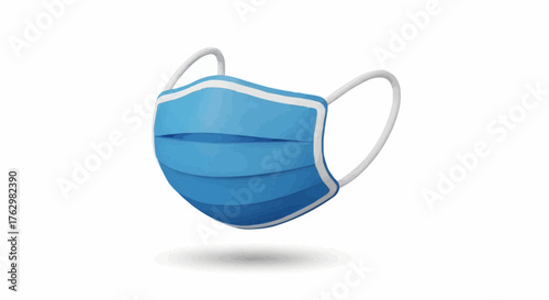 Realistic 3D blue surgical face mask for protection. Concept of healthcare, disease prevention, and personal protective equipment