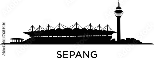 Sepang Skyline Silhouette with Stadium and Tower