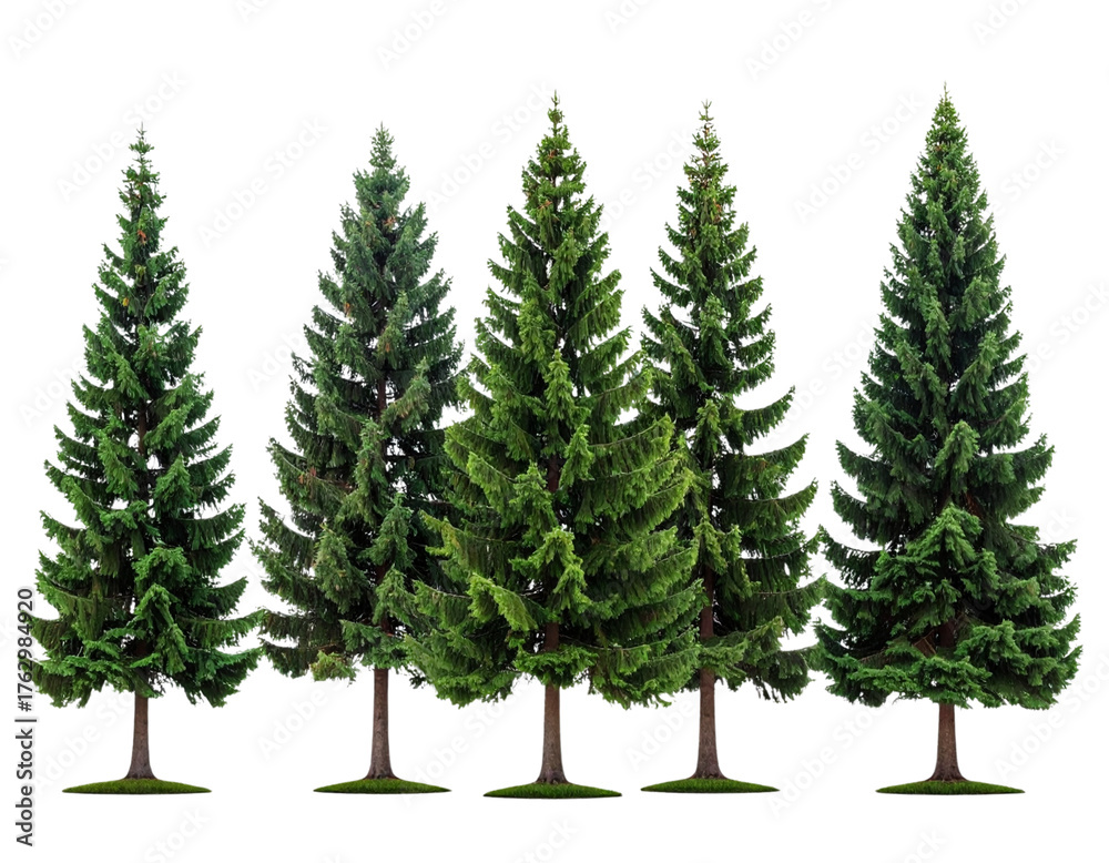 Obraz premium Minimal Evergreen Tree Border PNG