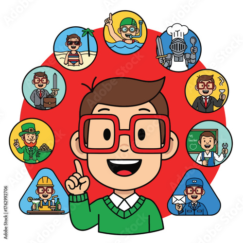 A young boy dreams of future careers and possibilities for his life