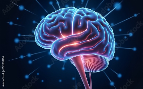 Wallpaper Mural brain power or neurology, graphic of brain presenting. abstract illustration of information technology in medicine, biotechnology. High quality Torontodigital.ca