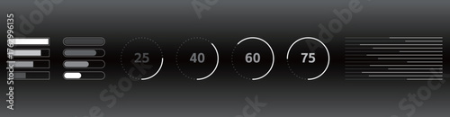 Futuristic technology HUD dashboard UI design with charts and data visualization. Diagrams and Charts