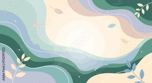 Abstract Vector Background with Organic Flowing Shapes in Soft Pastel Colors Modern Minimalist Style
