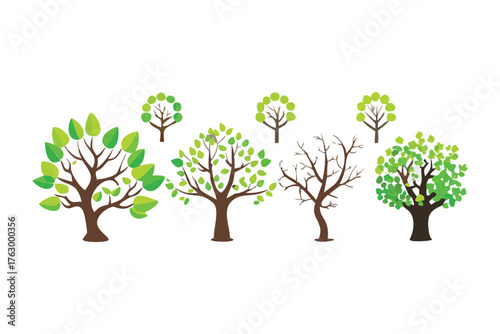 Botanical Symphony: A vibrant ensemble of trees showcases the beauty and diversity of the natural world, each tree a unique testament to life and growth.