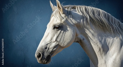 Elegant White Horse Portrait - A Majestic Equine Beauty.