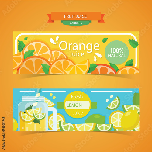 Fantastic banners with orange juice 