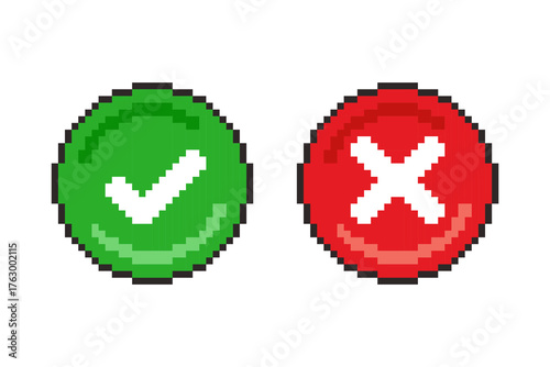 Pixel art Approval and Rejection Icons game asset design