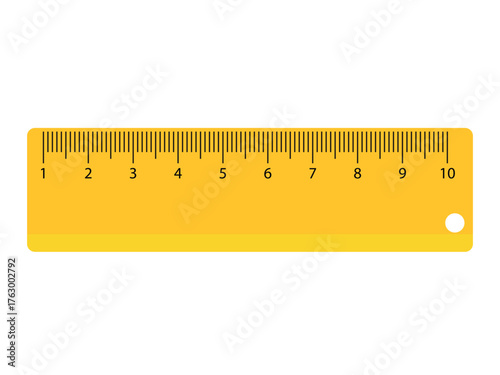 Yellow plastic ruler 10 cm, measuring tool, stationery