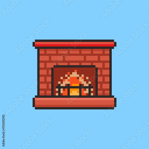 Pixel art Christmas Fireplace game asset design
