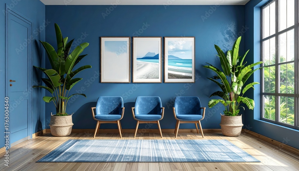 Naklejka premium Elegant interior design with table and chairs in a luxury restaurant dining room