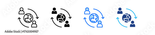 Cultural Exchange Icon Set Multiple Style Collection