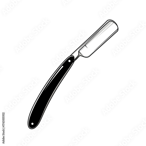 Straight Razor Icon – Classic Barber Shaving Blade and Grooming Tool Illustration