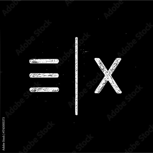 Explore the unknown abstract art white lines on black background modern minimalist design equal not equal x mark