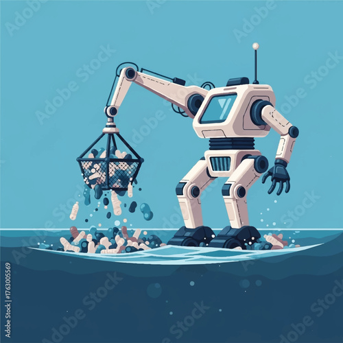 a robot that cleans up trash in the sea