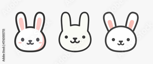 Adorable trio of bunny head drawings