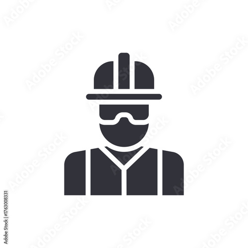 Worker With Hardhat Safety Glasses Icon Illustration Graphic