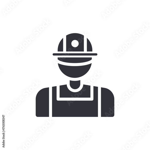 Construction Worker Icon Solid Style Person Symbol Graphic
