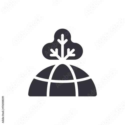 Global Ecology With Tree Above The World Icon Design