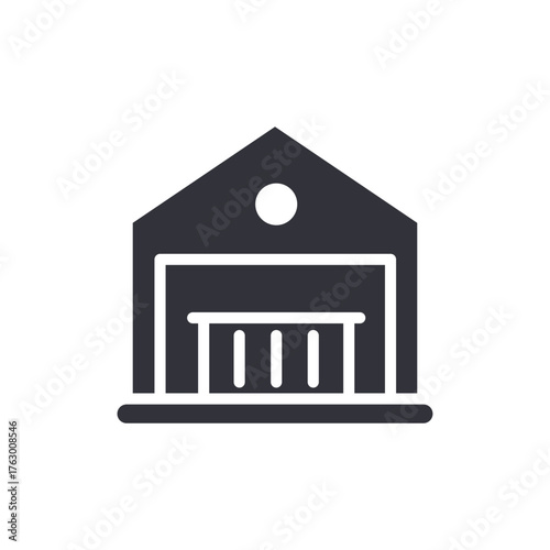 Warehouse Building Commercial Storage Flat Vector Icon