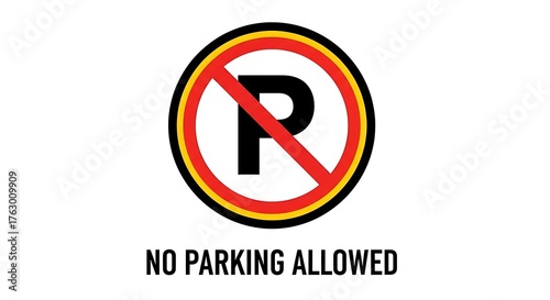Clear visual alert for 'No Parking Allowed' regulations, emphasizing safety and order with a universally recognized symbol and bold text for immediate comprehension in any environment. Free Download Clear visual alert for 'No Parking Allowed' regulations, emphasizing safety and order with a universally recognized symbol and bold text for immediate comprehension in any environment. - GFXLoad